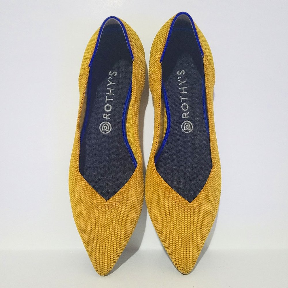 Rothy's Yellow Saffron The Point Slip on Flats 12W